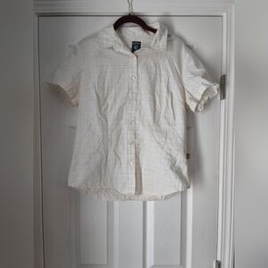 Kuhl Womens Ripstop Cream Tan Plaid Button-up Short Sleeve Large